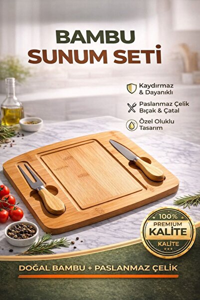 Funny Life Bambu Peynir Presentation Set 29X19 cm – Steak Cutting Board with ...