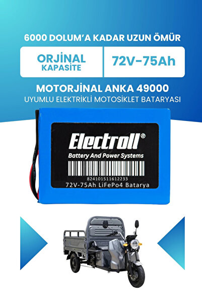 ELECTROLL Motorjinal Anka 49000 Batarya (Standart Kapasite) LiFePO4 72V 75Ah ...