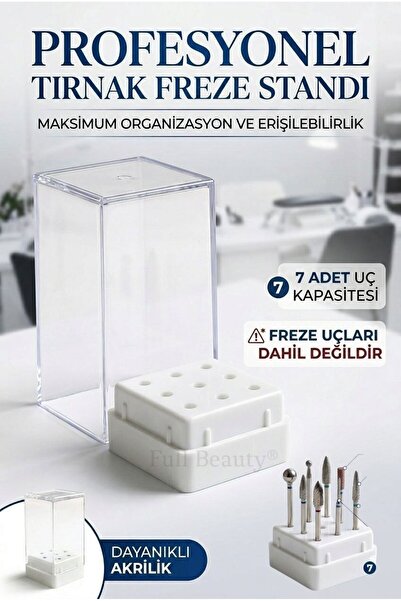 Full Beauty Profesyonel Freze Ucu Saklama Kutusu Şeffaf Kapaklı Organizer Sta...