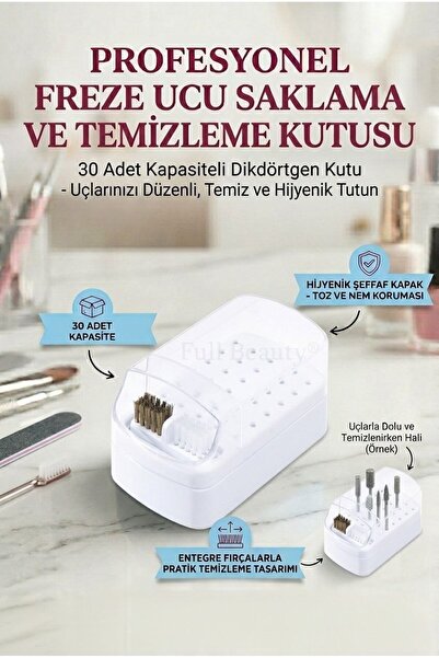Full Beauty Profesyonel Freze Ucu Saklama Kutusu Şeffaf Kapaklı Organizer Sta...