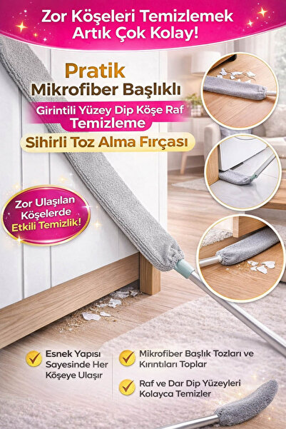 Anadolu Saray Pratik Mikrofiber Toz Alma Fırçası Esnek Köşe Dip Temizleyici A...