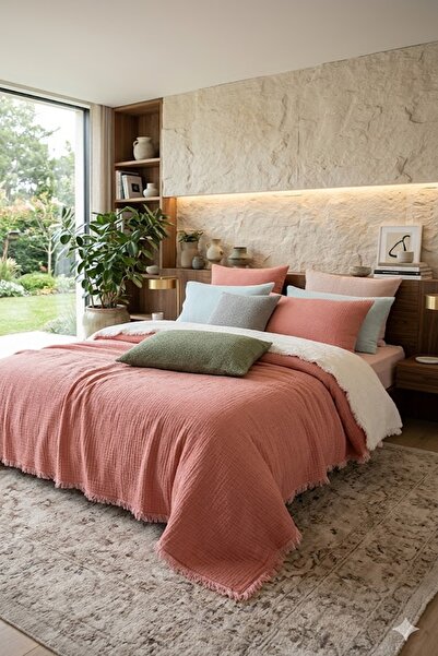 Bilgiçler Tekstil Γεμιστό κάλυμμα κρεβατιού από μουσελίνα για διπλό κρεβάτι