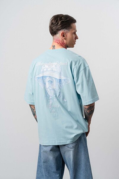 Respire Erkek Refined Baskılı Oversize T-Shirt Bebe Mavi