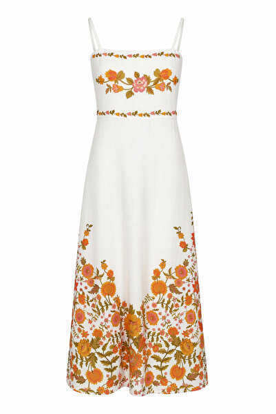 HAZELANNA Πορτοκαλί φόρεμα με λουράκια και λουλουδάτο σχέδιο