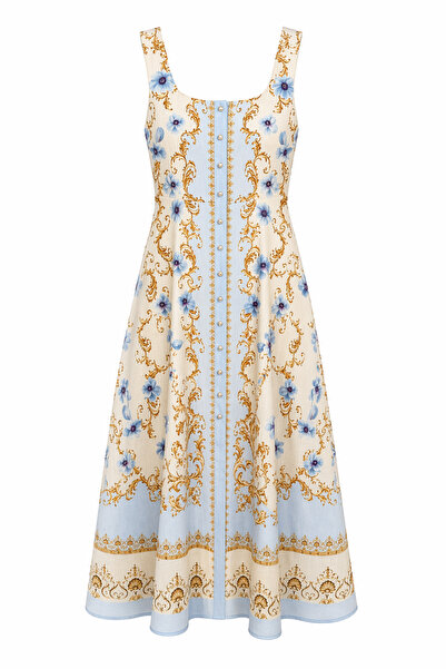 HAZELANNA Φόρεμα με χρυσά σχέδια και κουμπιά