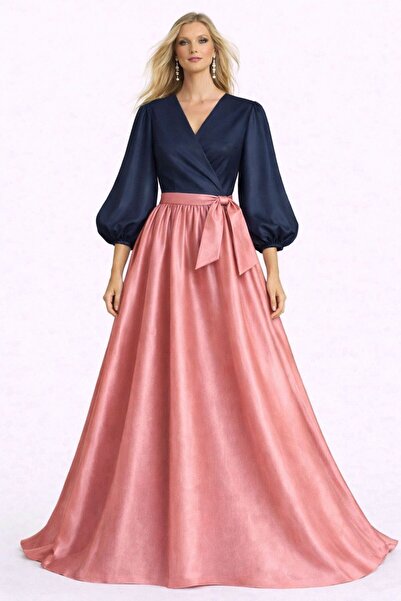 UNTIMELY Top Part in Night Blue, Double-Breasted & Skirt in Daylight Pink Taf...