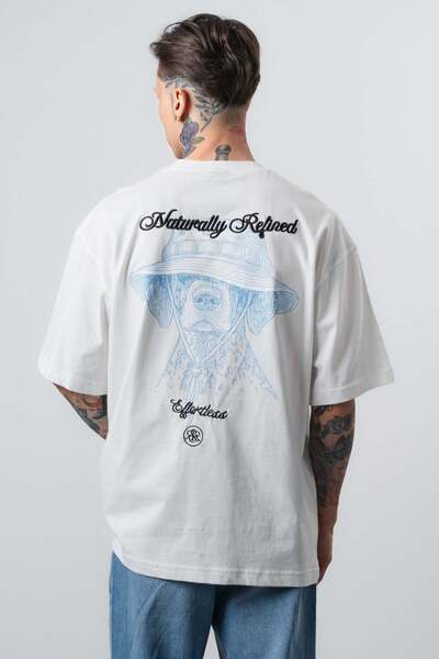 Respire Ανδρικό T-Shirt Oversize με εκλεπτυσμένο σχέδιο σε χρώμα εκρού