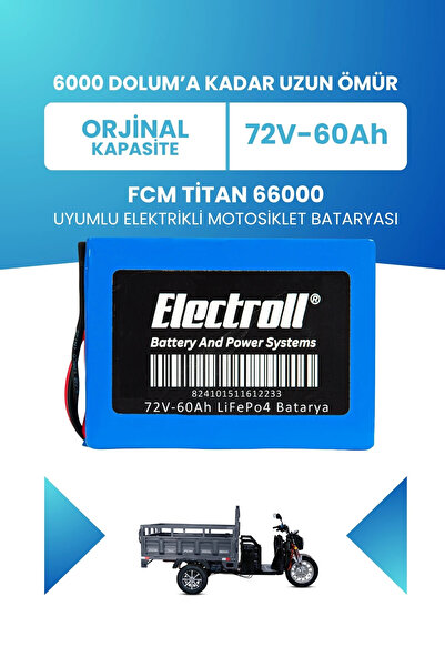 FCM Titan 66000 Batarya (Standart Kapasite) LiFePO4 72V 60Ah Elektrikli Motosiklet Bataryası