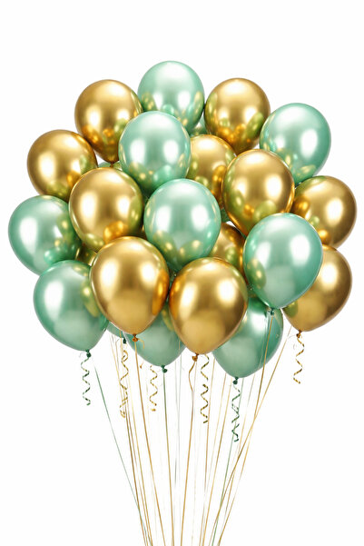 Gemar Chrome Balloons 13 Inch Light Green,25 Balloons in Gold Colors.