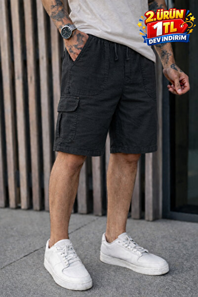 DAMGA JEANS Ανδρικό σορτς Trend με χαμηλή μέση γραμμή, τσέπες cargo, φαρδύ μα...