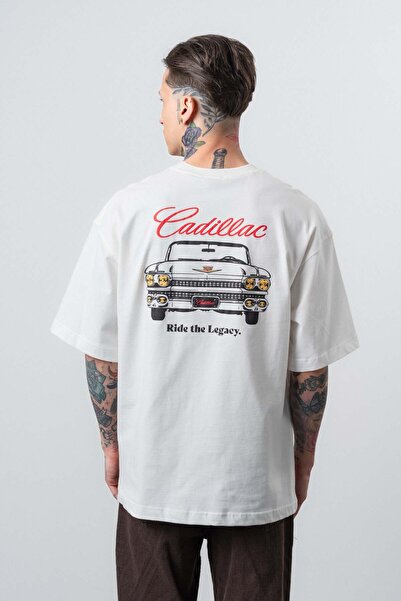 Respire Ανδρικό μπλουζάκι Cadillac με στάμπα Oversize σε χρώμα εκρού