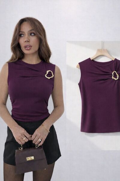 peri tower ΝΕΟ ΠΡΟΪΟΝ Γυναικεία Αμάνικη Μπλούζα με Λεπτομέρεια Πόρπης στο Στή...