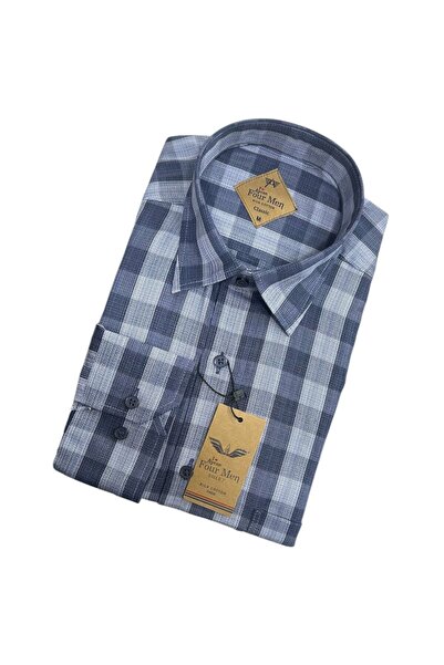 EREN STYLE Λινό Κλασικό Πουκάμισο 100% Βαμβακερό Μακρυμάνικο Αντιιδρωτικό