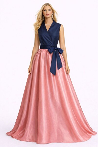 UNTIMELY Top Part in Night Blue, Double-Breasted & Skirt in Daylight Pink Taf...
