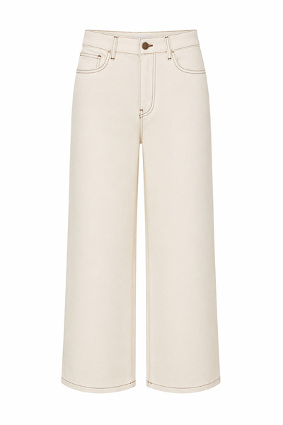 HAZELANNA Καφέ Ραμμένο Εκρού Τζιν με φαρδιά μπατζάκια