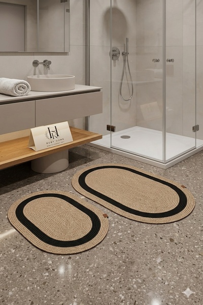 Bilgiçler Tekstil Χαλάκι μπάνιου από άχυρο γιούτας μεγάλου μεγέθους 2 τεμαχίω...