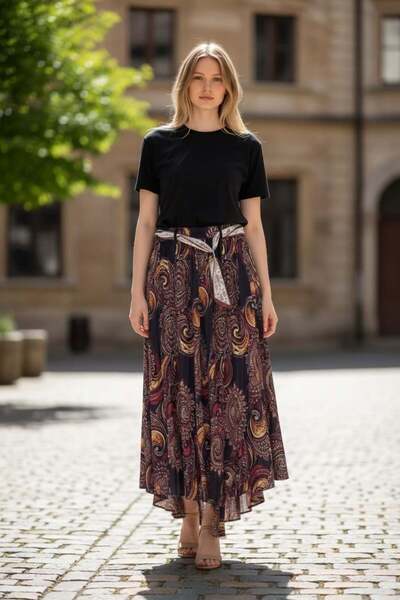 EREN STYLE Φούστα από σιφόν (Μήκος: 95 εκ.) - (38-52)