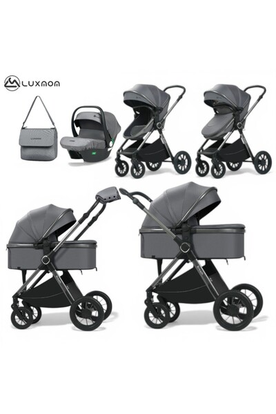 Luxmom Πτυσσόμενο καρότσι 3 σε 1, Αναστρέψιμο, Περιλαμβάνεται στρώμα, Τσάντα,...