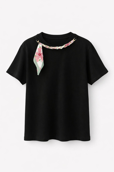 HAZELANNA Tricou cu eșarfă neagră