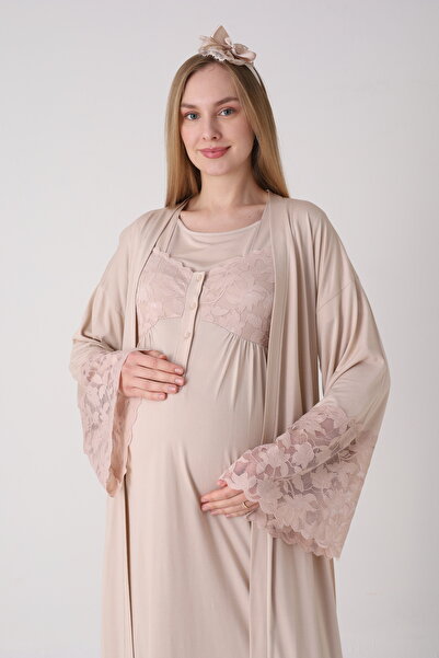 Lohusa Homewear New Season Mink Maternity Stylish Lace Detailed Summer Design...