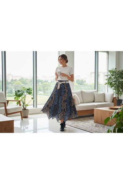 EREN STYLE Φούστα από σιφόν (Μήκος: 95 εκ.) - (38-52)