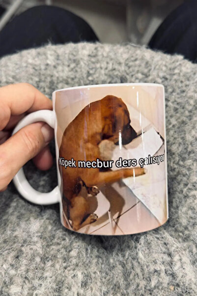 Namgo كوب من البورسلين الأبيض بتصميم كلب يدراسة ويتعلم