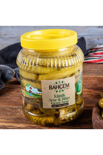Bahçem Antep Usulü Klasik Karışık Acur & Biber Turşusu 2000 cc Bidon Net 1250 g