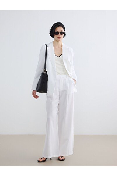 LC Waikiki Lcw Vision Loose Fit Linen Blend Women's Pleated Trousers