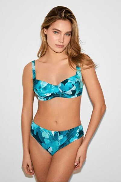 Kom Set bikini pentru femei, cu model turcoaz, fără cupă, cu detalii din sârmă