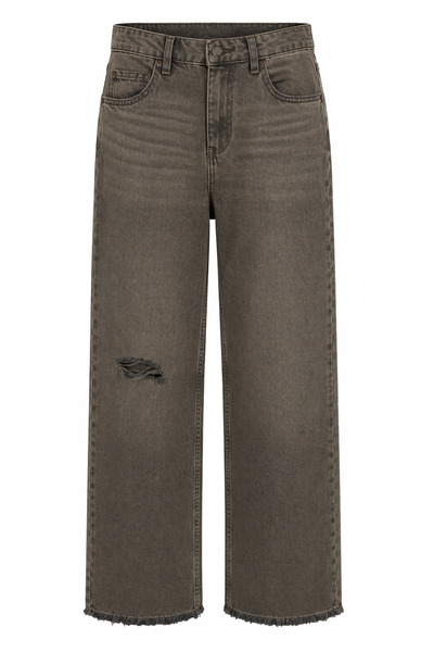 HAZELANNA Πλυμένο τζιν παντελόνι με φαρδιά μπατζάκια σε χρώμα κρύου καφέ