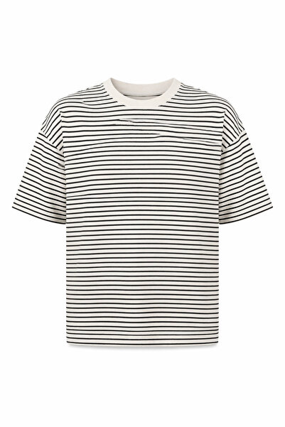 HAZELANNA Μαύρο ριγέ μπλουζάκι Premium