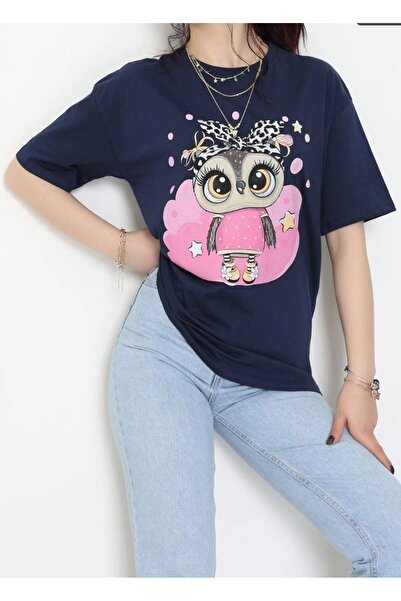 Lario Μπλουζάκι με στάμπα κουκουβάγιας σε υπερμεγέθη σχέση