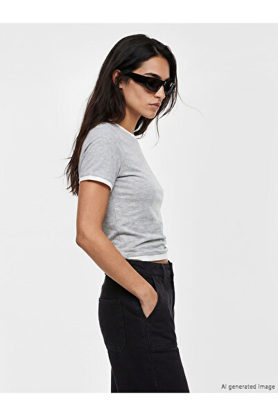 LC Waikiki Vizyon New Season Crew Neck Women's Ribbed T-Shirt