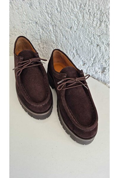 EREN SHOES BAG SISSL Real Suede Leather Brown Lace-up Eva Sole Άνετα Καθημερι...