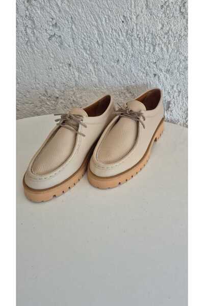 EREN SHOES BAG SİSLE Γνήσιο Δερμάτινο Μπεζ Παπούτσια με κορδόνια Καθημερινά Ά...