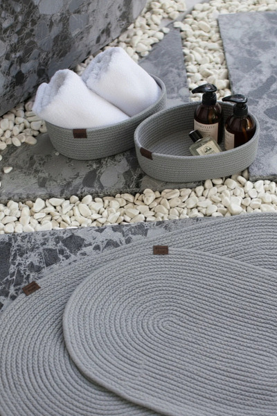 Bilgiçler Tekstil Ψάθινο χαλάκι μπάνιου από γιούτα μεγάλου μεγέθους, σετ 2 τε...