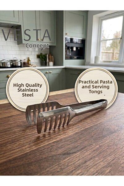 VESTA Concept Stainless Steel Pasta Tongs - Practical Multi-Purpose Serving T...