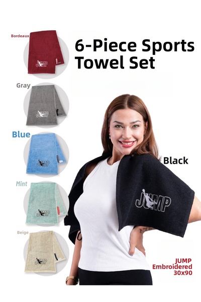 denizlicotton Κεντημένη αθλητική πετσέτα σε 6 διαφορετικά χρώματα, βαμβακερή,...