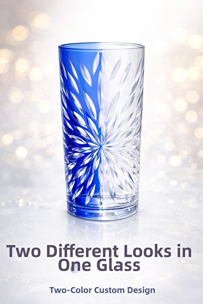 Sudedi Home Double Color Crystal Patterned Glass Cup Transparent Colorful Mod...