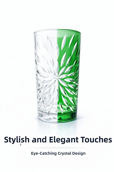 Sudedi Home Double Color Crystal Patterned Glass Cup Transparent Colorful Mod...