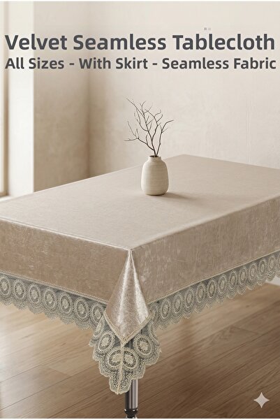 atak by atak home collection Γαλλικό βελούδινο τραπεζομάντιλο με δαντέλα Πολυ...