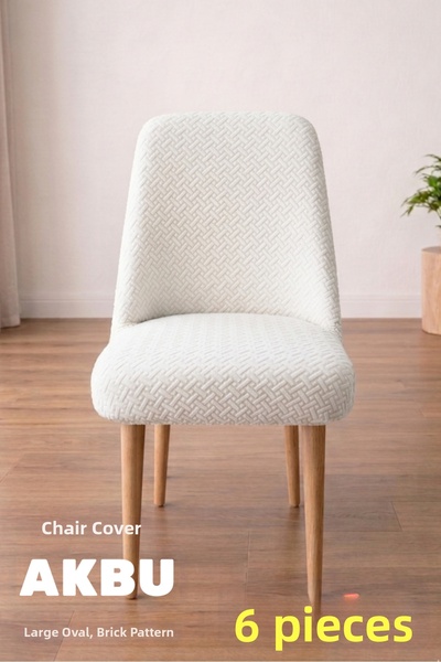 AKBU Chair Cover , Pack of 6, a Quality Kitchen Large Oval, Washable , Elasti...