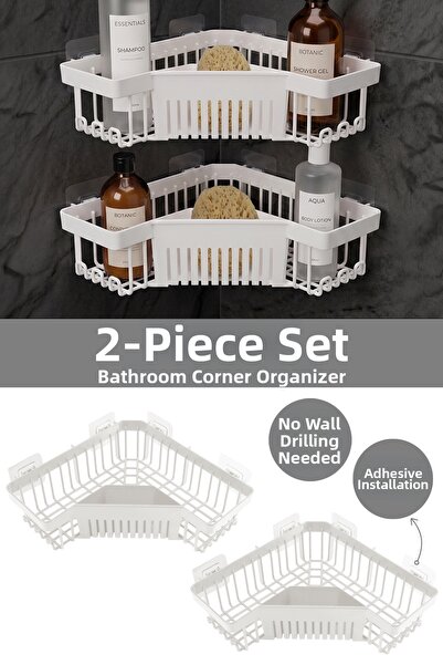 Meleni Home Αυτοκόλλητος οργανωτής μπάνιου 2 τεμαχίων - Θήκη για σαμπουάν, θή...