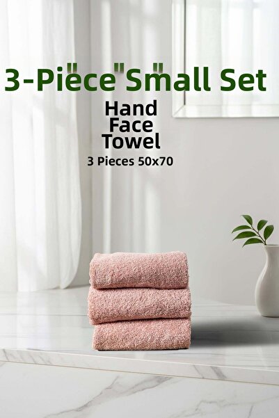 Cotto Home Σετ 3 τεμαχίων ριγέ πετσέτες προσώπου από μαλακό βαμβάκι σε χρώμα ...