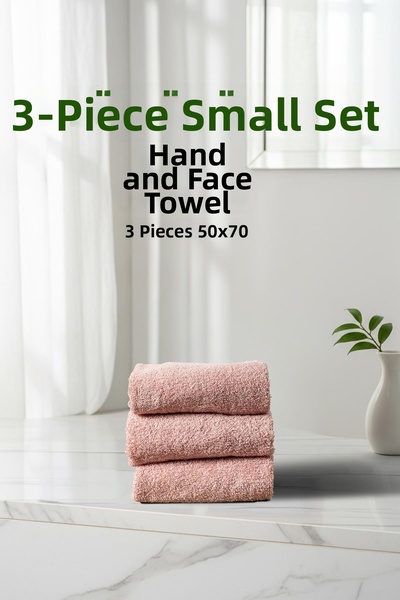 Cotto Home Σετ πετσετών χεριών και προσώπου 3 τεμαχίων σε χρώμα πούδρας από μ...