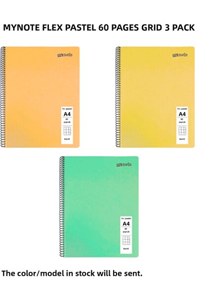Mynote FLEX Παστέλ Σημειωματάριο Α4 60 Φύλλα Καρό 3 Τεμάχια