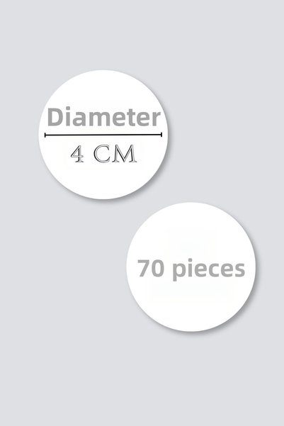 Nur Print Adhesive Sticker, Round Label Diameter 4 Cm, Glossy Finish "Thank You" for Your Order, 70 Pieces