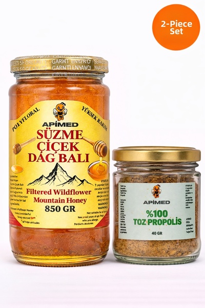 APİMED Filtered Flower Honey 850Gr and Powdered Propolis 40Gr Great Deal Econ...