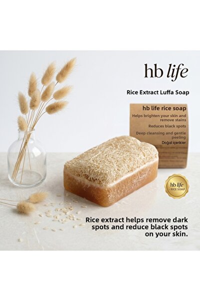 HB LİFE Natural Pumpkin Fiber Rice Soap 110 Gr Peeling Effective Anti-Blemish...