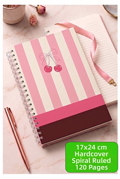 Artlantis Pink Hard Cover Spiral Lined Notebook 17X24Cm 120 Sheets 1 Piece No...